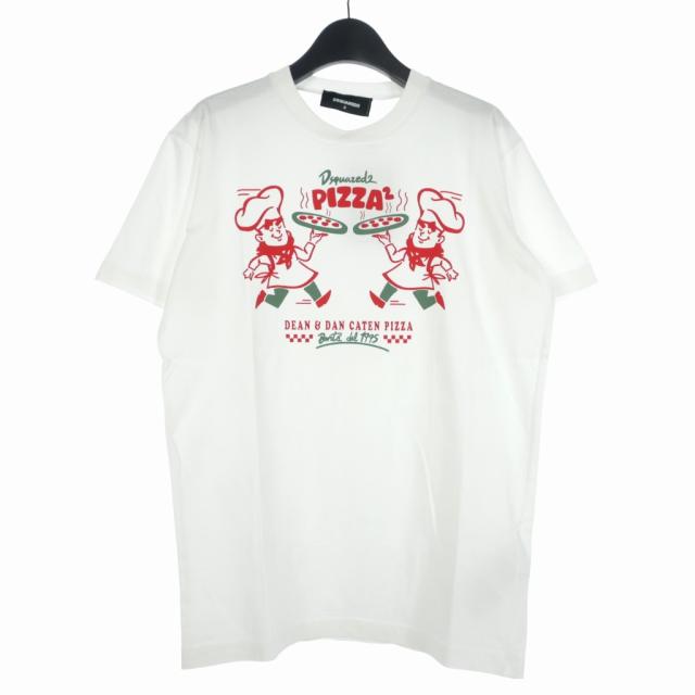 【中古】ディースクエアード DSQUARED2 Pizza Twins ピザ ツインズ Tシャツ カットソー 半袖 プリント クルーネック Sの通販は