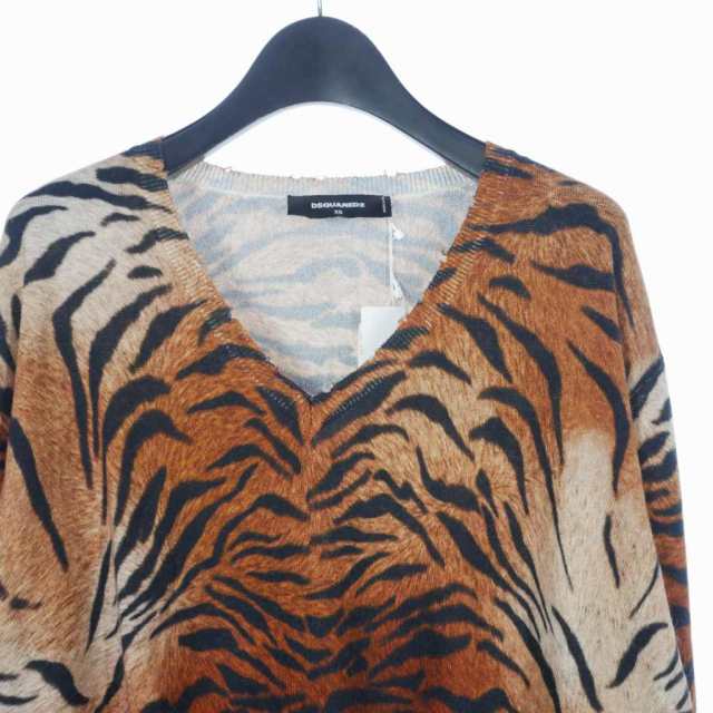 【中古】ディースクエアード DSQUARED2 アニマル 虎柄 セーター ロゴ XS マルチカラー S75HA1157 国内正規 メンズの通販は