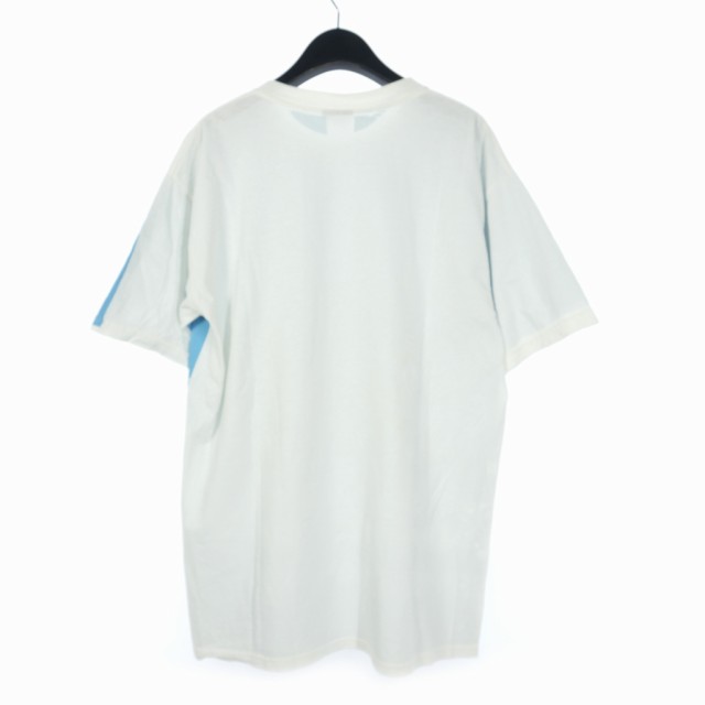 【中古】グッドイナフ GOODENOUGH Tシャツ 手刷り プリント クールネック 半袖 バンダナ柄 M ライトブルー ホワイトの通販は