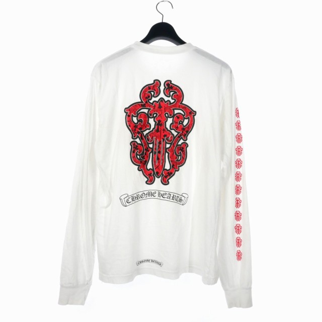 【中古】クロムハーツ CHROME HEARTS レッドダガーロングスリーブ Tシャツ 長袖 カットソー ロンT