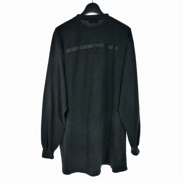 【中古】バレンシアガ BALENCIAGA 22AW テープロゴプリント Tシャツ ロンT カットソー 長袖 ヴィンテージ加工 L