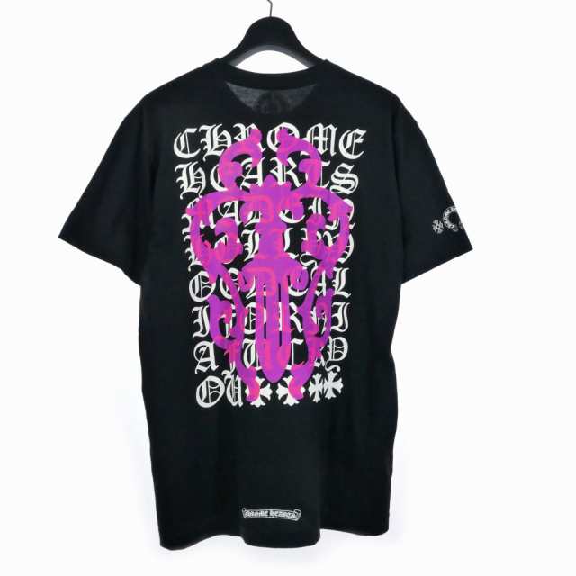 【中古】クロムハーツ CHROME HEARTS Eye Chart Dagger ダガー プリント Tシャツ 半袖 L 黒 ブラック メンズ