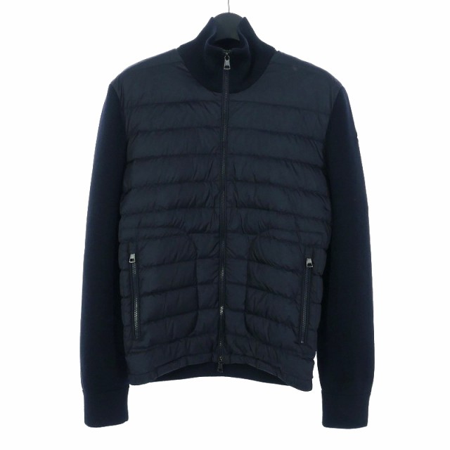 【中古】モンクレール MONCLER CARDIGAN TRICOT ダウンジャケット ニット切り替え ロゴワッペン L ネイビー