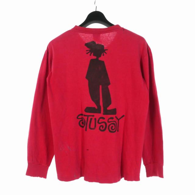 【中古】ステューシー STUSSY 80S 黒タグ 初期 アメリカ製 USA製 シャドーマン Tシャツ 長袖 M 黒 ブラック メンズ