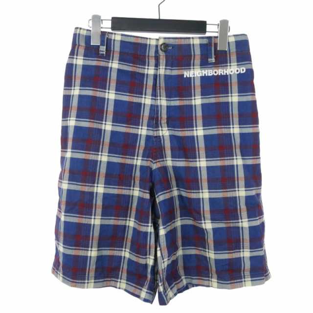 【中古】ネイバーフッド NEIGHBORHOOD チェックショーツ ショートパンツ ハーフパンツ L ブルー レッド メンズの通販は