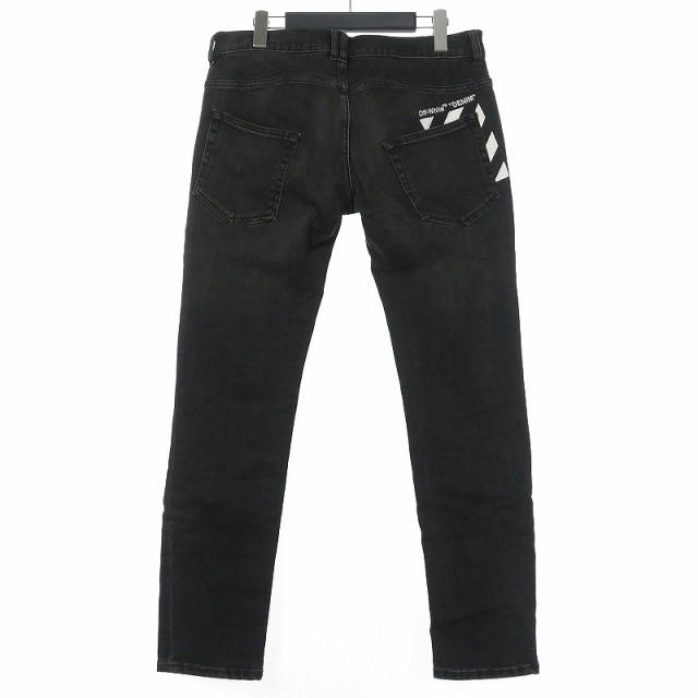 【中古】オフホワイト OFF WHITE Skinny Regular Lenght ブラックデニム パンツ スキニー ジーンズ 32の通販は