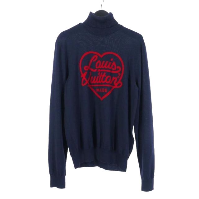 【中古】ルイヴィトン LOUIS VUITTON 22SS ニゴ— インタルシアハート タートルネック ニット セーター S ネイビーの通販は 40,820円