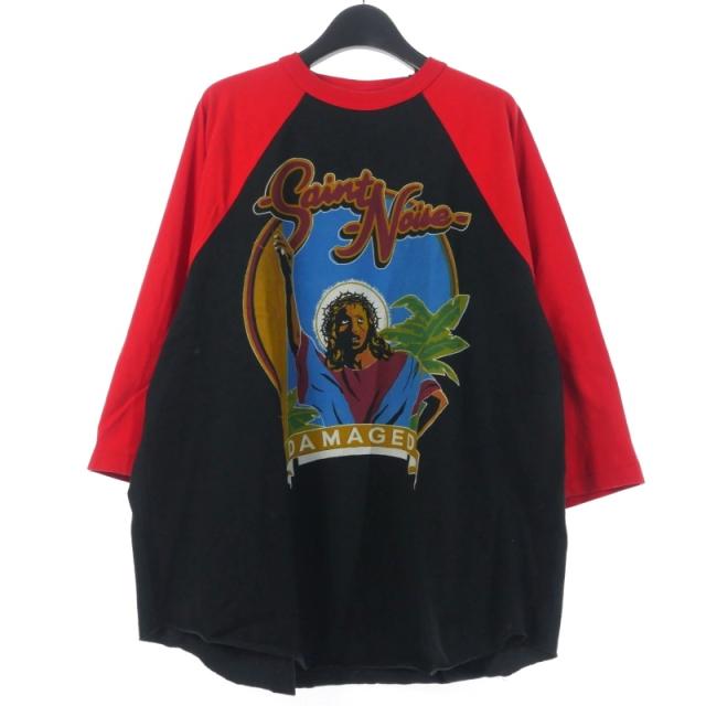 【中古】未使用品 セントマイケル LASTMAN SS TEE SNT NOISE ラグランスリーブTシャツ 五分丈カットソー XL