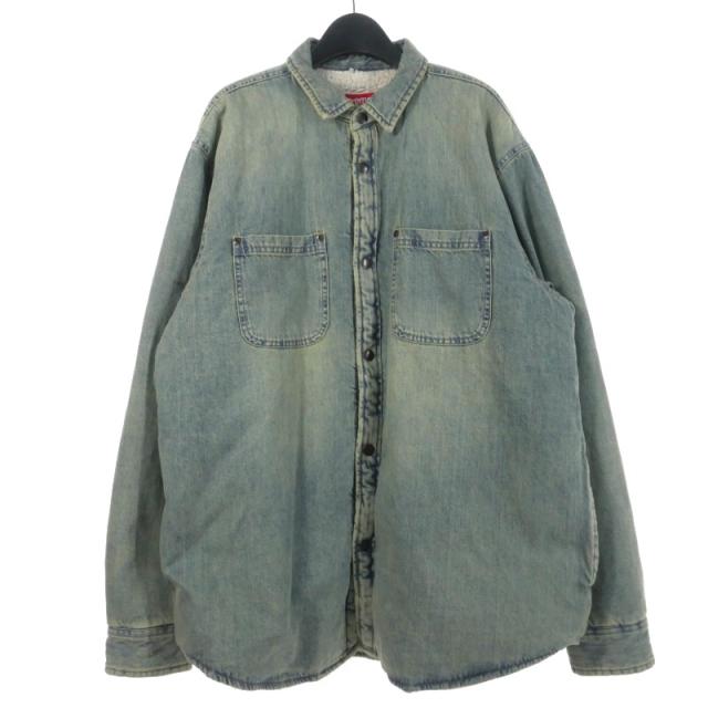 【中古】シュプリーム SUPREME Faux Shearling Lined Work Shirt デニム ワークシャツ ボアブルゾン L インディゴ