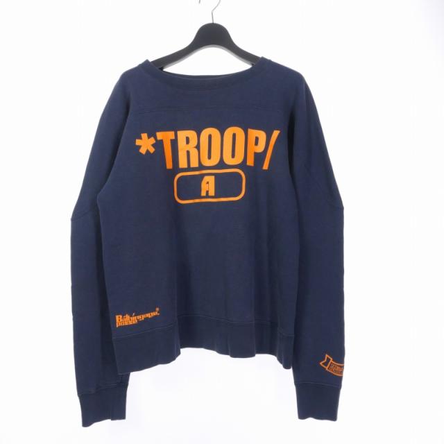 【中古】アベイシングエイプ A BATHING APE カレッジロゴ スウェット トレーナー 長袖 プルオーバー L ネイビー