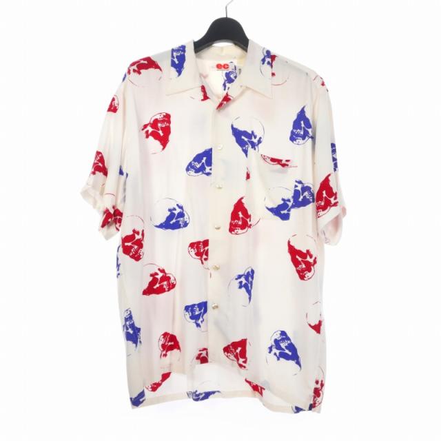 【中古】エレクトリックコテージ ELECTRIC COTTAGE アロハシャツ スカル オープンカラーシャツ 半袖 M 白 ホワイト