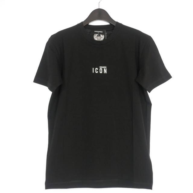 【中古】未使用品 ディースクエアード DSQUARED2ミニロゴ クルーネックTシャツ  半袖  S ブラック 黒 S79GC0010