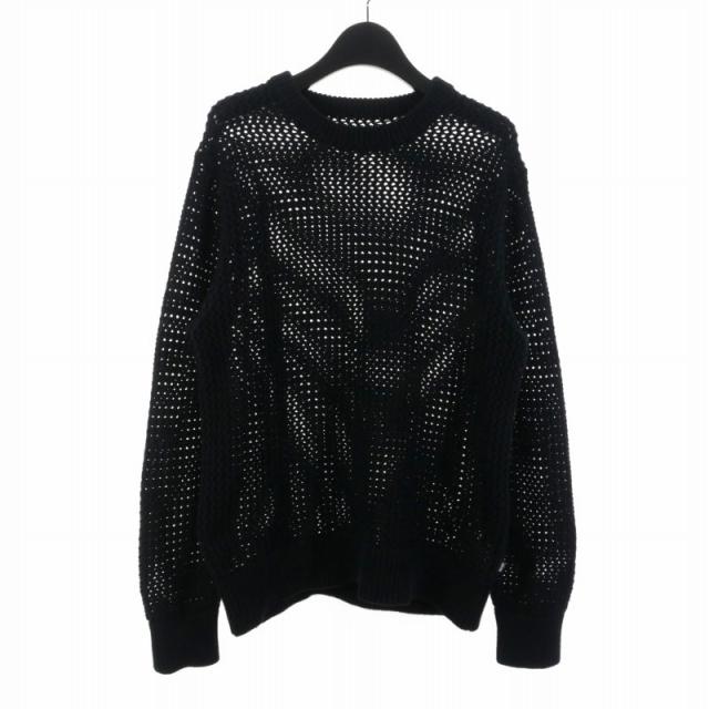 【中古】ステューシー STUSSY セーター ピグメント ダイ ルーズ メッシュ ゲージニット コットン S ブラック 黒 メンズ