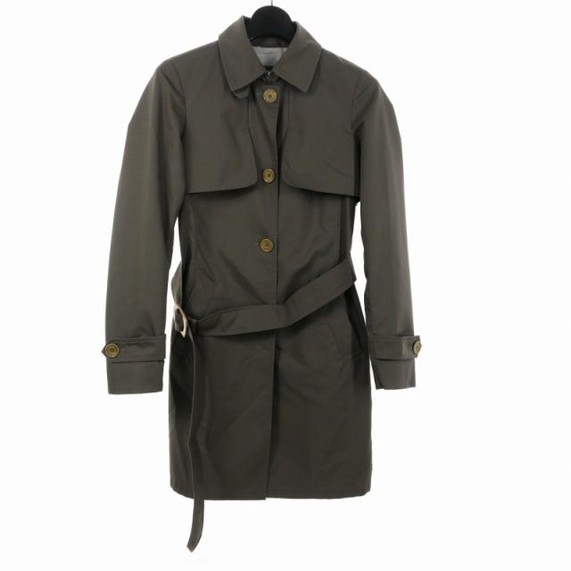 【中古】ヘルノ HERNO トレンチコート ジャケット ミドルベルト 40 グレー レディース