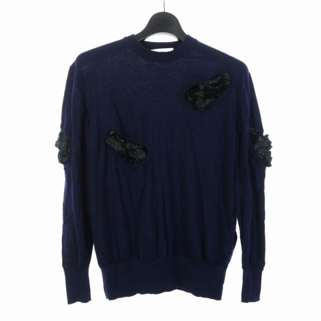 【中古】トーガ プルラ TOGA PULLA ウール フリルニット セーター 36 ネイビー 紺 TP12-XN201 レディース