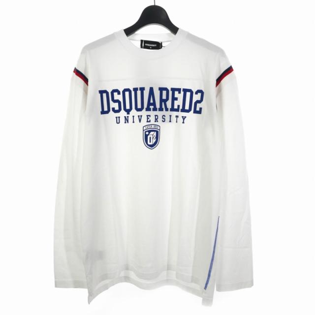 ディースクエアードDSQUARED2 ロングTシャツ 長袖 ロンT メンズ ブラック ホワイト D9M104700 DSQUARED2 ディースクエアード ロゴプリント入り 長袖 Ｔシャツ