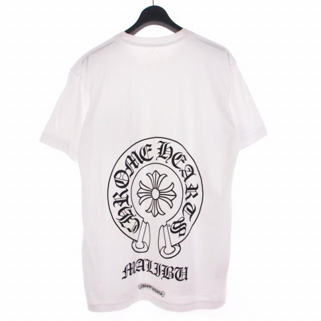 【中古】クロムハーツ CHROME HEARTS マリブ限定 MALIBU HORSESHOE SS T-SHIRT Tシャツ カットソー 半袖 L ホワイト 白