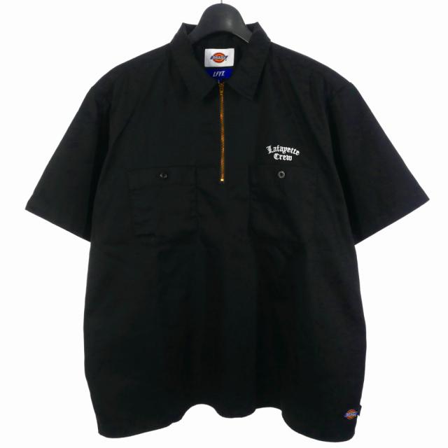 【中古】ディッキーズ Dickies × エルエフワイティー LFYT HALF ZIP WORK SHIRT シャツ 半袖 L ブラック 黒 LS250203