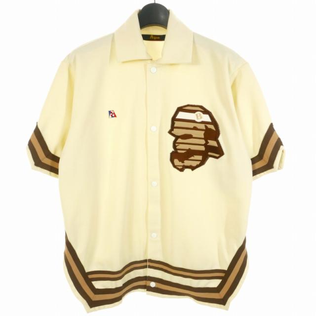 【中古】アベイシングエイプ A BATHING APE ゲームシャツ 半袖 M べージュ メンズ