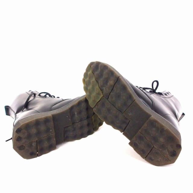 【中古】オフホワイト OFF WHITE Sponge Sole Leather Combat Boots レザーブーツ 40 ブラック 黒 メンズ 中古】オフホワイト OFF WHITE Sponge Sole Leather Combat Boots