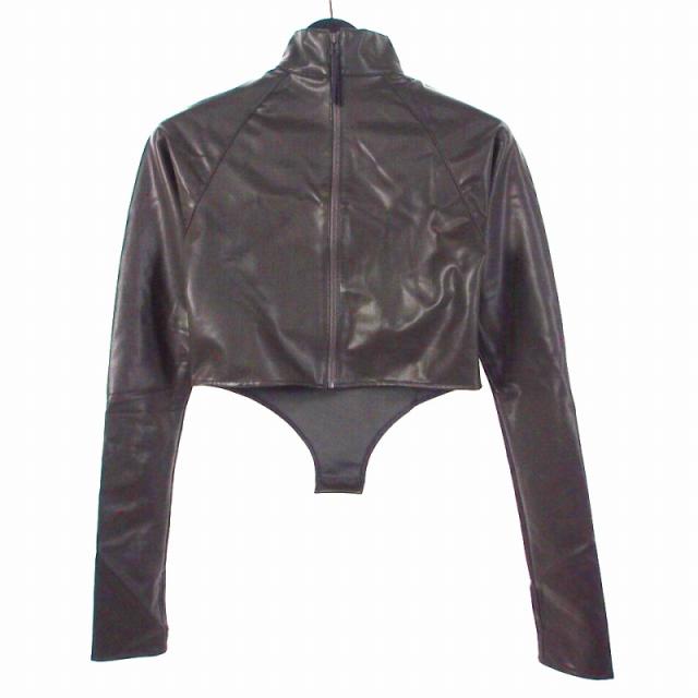 【中古】JOHN LAWRENCE SULLIVAN 23AW STRETCH VEGAN LEATHER BODYSUIT HI-NECK TOP フェイクレザー ジップジャケット