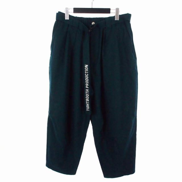 【中古】タイトブース TIGHTBOOTH TBPR PINHEAD CROPPED PANTS ワイドパンツ スラックス L グリーン 緑 メンズ