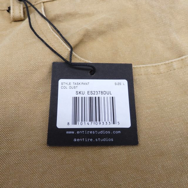 【中古】エンタイアスタジオ entire studio TASK TROUSERS 16.0oz COTTON CANVAS 5ポケット ワークパンツ L ベージュ ES2378 メンズ