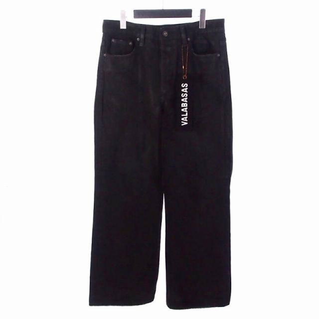 【中古】バラバサス VALABASAS コーティング加工  ワイドデニム ジーンズ パンツ 32 ブラック 黒 メンズ