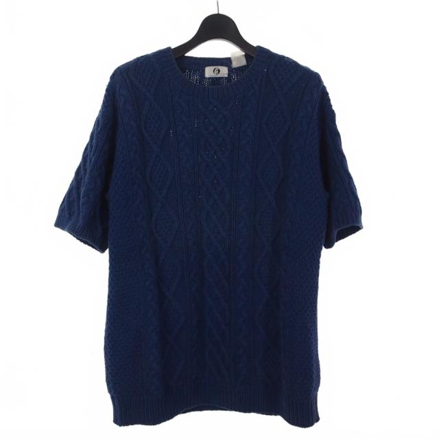【中古】グッドイナフ GOODENOUGH 90s フィッシャーマンニット セーター 半袖 紺 ネイビー メンズ