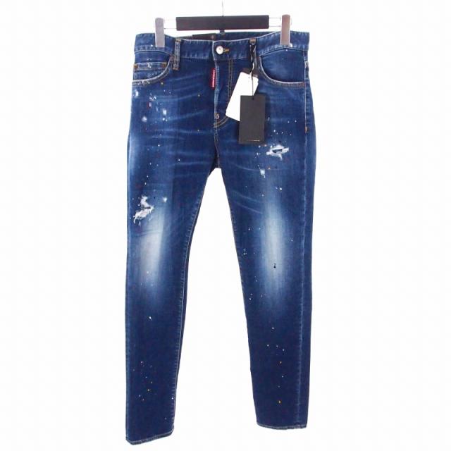 【中古】未使用品 ディースクエアード DSQUARED2 23SS Regulae jean ペイント加工 スリムデニムパンツ 44 ジーンズ