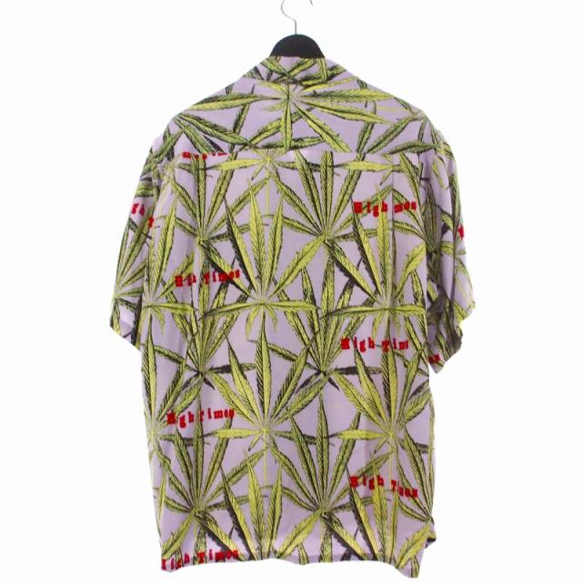 【中古】ワコマリア WACKO MARIA 24SS HIGHTIMES HAWAIIAN S/S Shirt レーヨンシャツ 半袖 M パープル/グリーン 紫 緑_1