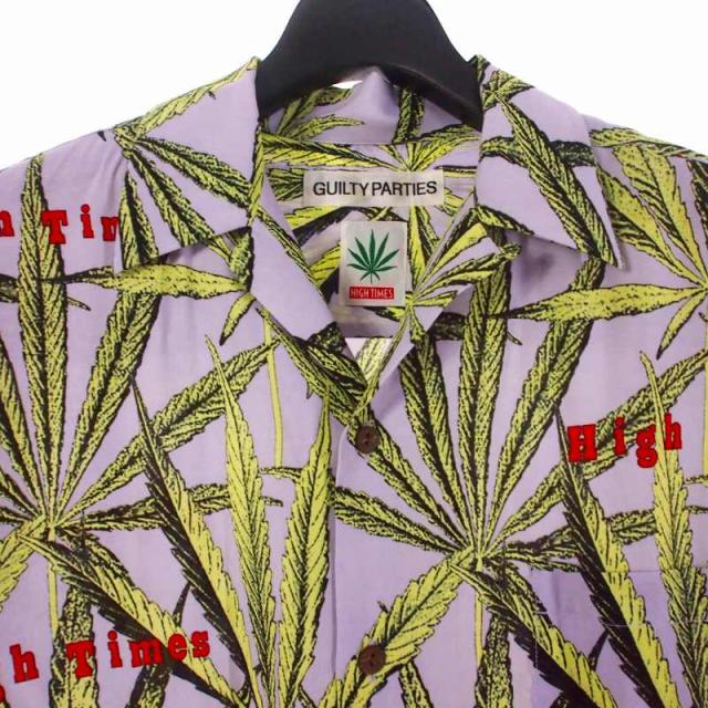 【中古】ワコマリア WACKO MARIA 24SS HIGHTIMES HAWAIIAN S/S Shirt レーヨンシャツ 半袖 M パープル/グリーン 紫 緑_2