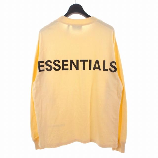 【中古】エッセンシャルズ essential+s リフレクターロゴ ロングスリーブ Tシャツ カットソー 長袖 S ベージュ メンズ