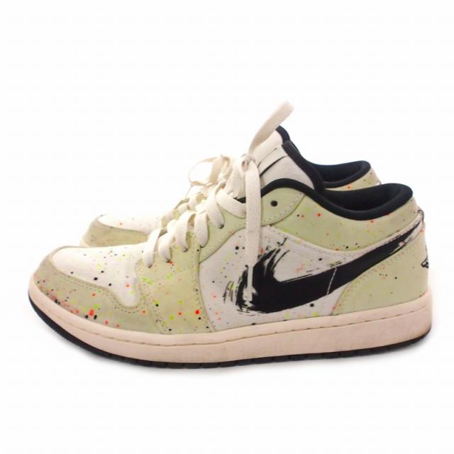 【中古】ナイキ NIKE Air Jordan 1 Low "Brushstroke" ジョーダン1ロー スニーカー シューズ US8.5 26.5cm ホワイト 白