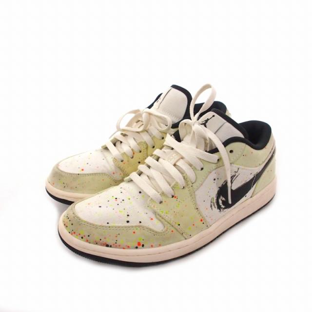 【中古】ナイキ NIKE Air Jordan 1 Low "Brushstroke" ジョーダン1ロー スニーカー シューズ US8.5 26.5cm ホワイト 白