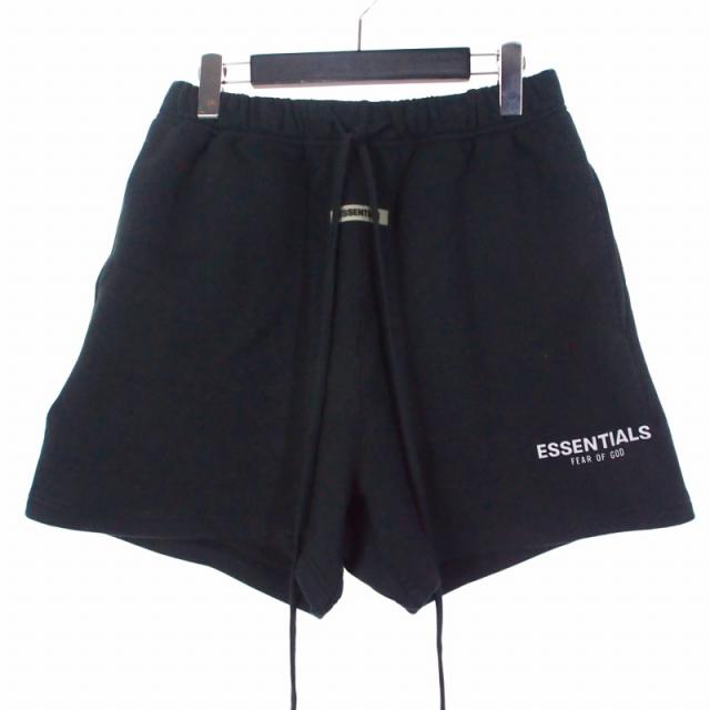 【中古】エフオージー エッセンシャルズ FOG ESSENTIAL ラバーロゴ スウェットショートパンツ ハーフパンツ S ブラック