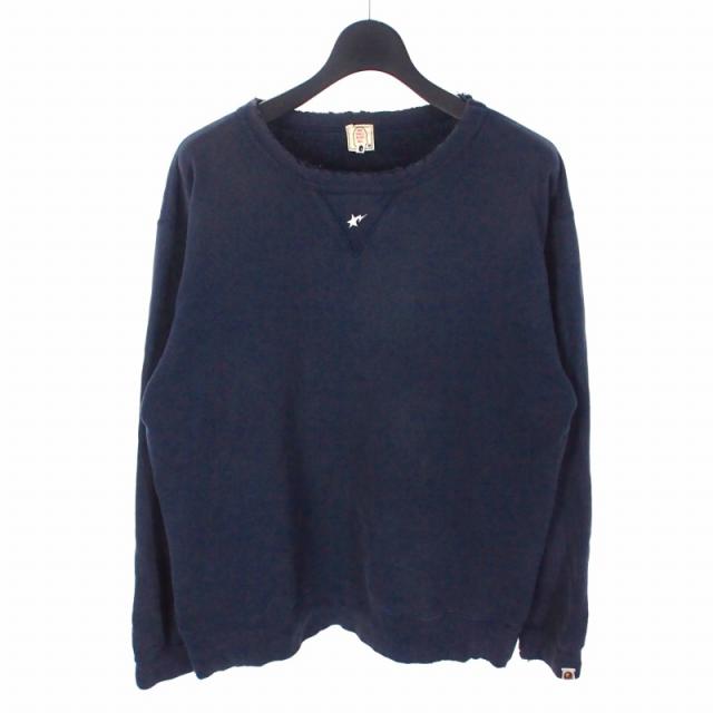 【中古】アベイシングエイプ A BATHING APE スターロゴ スウェット トレーナー L ネイビー 紺 メンズ