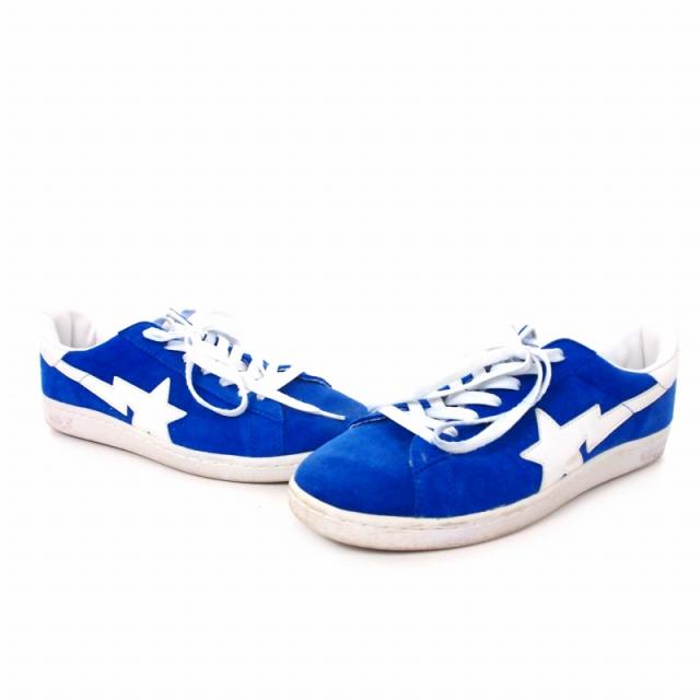 【中古】アベイシングエイプ A BATHING APE COLLEGE STA スエード スニーカー 靴 US9.5 27.5?p ブルー/ホワイト 青 白 メンズ