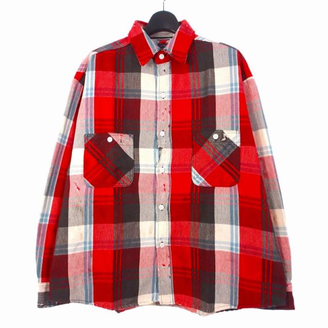 【中古】未使用品 セントマイケル SAINTMICHAEL FLANNEL SHIRT チェックシャツ 長袖 M マルチカラー SM-HR1-0000-043 メンズ