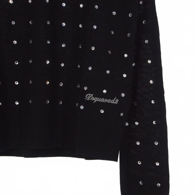 【中古】ディースクエアード DSQUARED2 ラインストーン タートルネック ニット セーター 長袖 XXS ブラック 黒_2