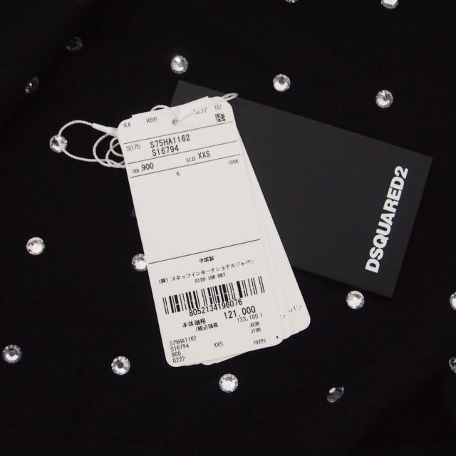 【中古】ディースクエアード DSQUARED2 ラインストーン タートルネック ニット セーター 長袖 XXS ブラック 黒_7