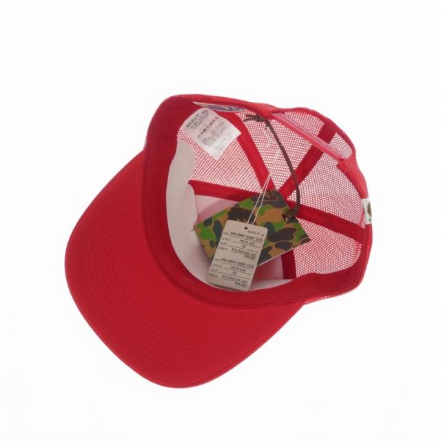 【中古】未使用品 セントマイケル × A BATHNIG APE 26SS BAPE_MESH CAP ロゴ メッシュキャップ 帽子 F レッド 赤_5