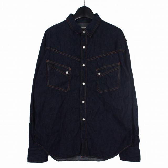【中古】TCBジーンズ TCB JEANS RANCHMAN SHIRT ランチマンシャツ ウエスタンシャツ 長袖 44 ブルー 青 メンズ