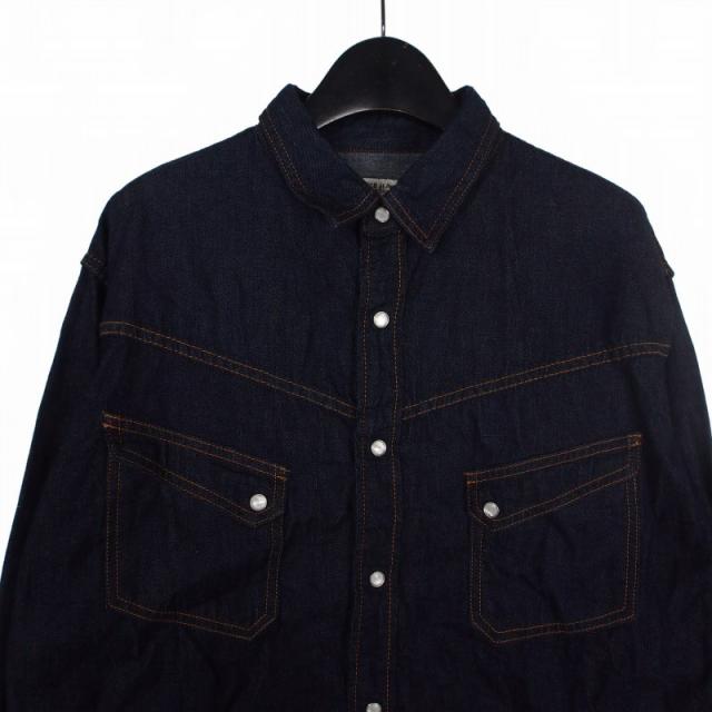 【中古】TCBジーンズ TCB JEANS RANCHMAN SHIRT ランチマンシャツ ウエスタンシャツ 長袖 44 ブルー 青 メンズ_2