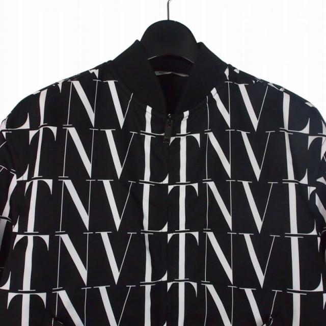 【中古】ヴァレンティノ ヴァレンチノ VALENTINO 総柄 ボンバージャケット ブルゾン 46 ブラック 黒 UV3CIF156G4