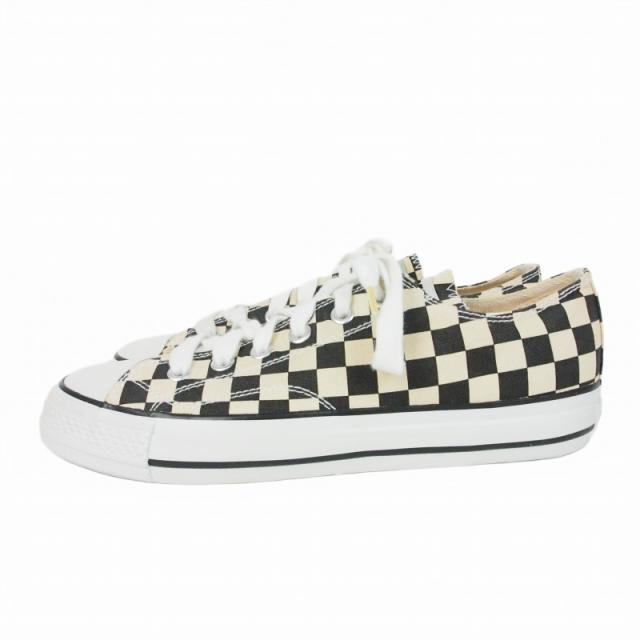 【中古】未使用品 アベイシングエイプ A BATHING APE 00S チェッカー スニーカー 靴 8 ベージュ 2000-fw-04 メンズ_1