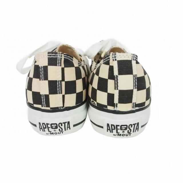 【中古】未使用品 アベイシングエイプ A BATHING APE 00S チェッカー スニーカー 靴 8 ベージュ 2000-fw-04 メンズ_3