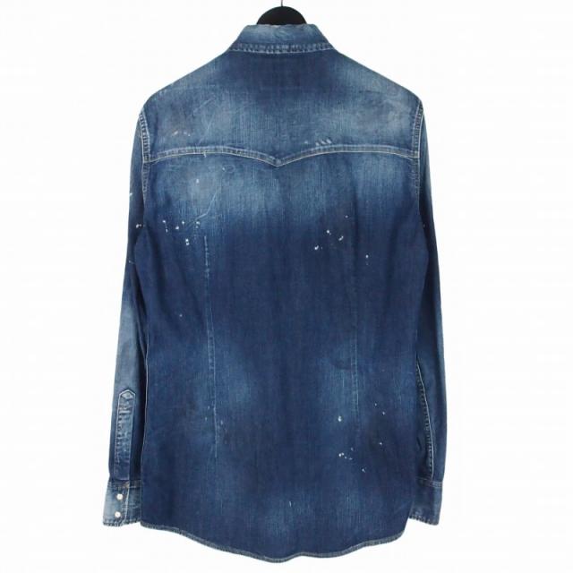 【中古】未使用品 ディースクエアード DSQUARED2 24SS FASHION WESTERN SHIRT ウエスタンデニムシャツ 長袖 48_1