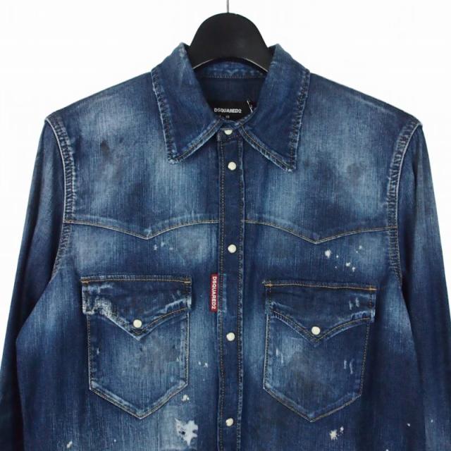 【中古】未使用品 ディースクエアード DSQUARED2 24SS FASHION WESTERN SHIRT ウエスタンデニムシャツ 長袖 48_2