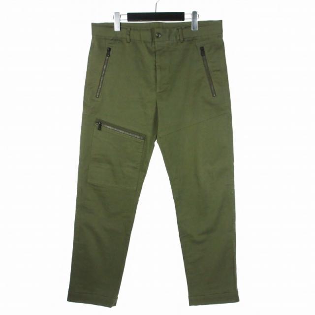 【中古】モンクレール MONCLER パンツ スラックス コットン トラウザーズ 50 M カーキ I20912A00011 メンズ